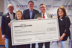 31 Jan. 2020 Abilene TWC check 300x203 - TSTC and Hendrick Health System Celebrate TWC Skills Development Grant