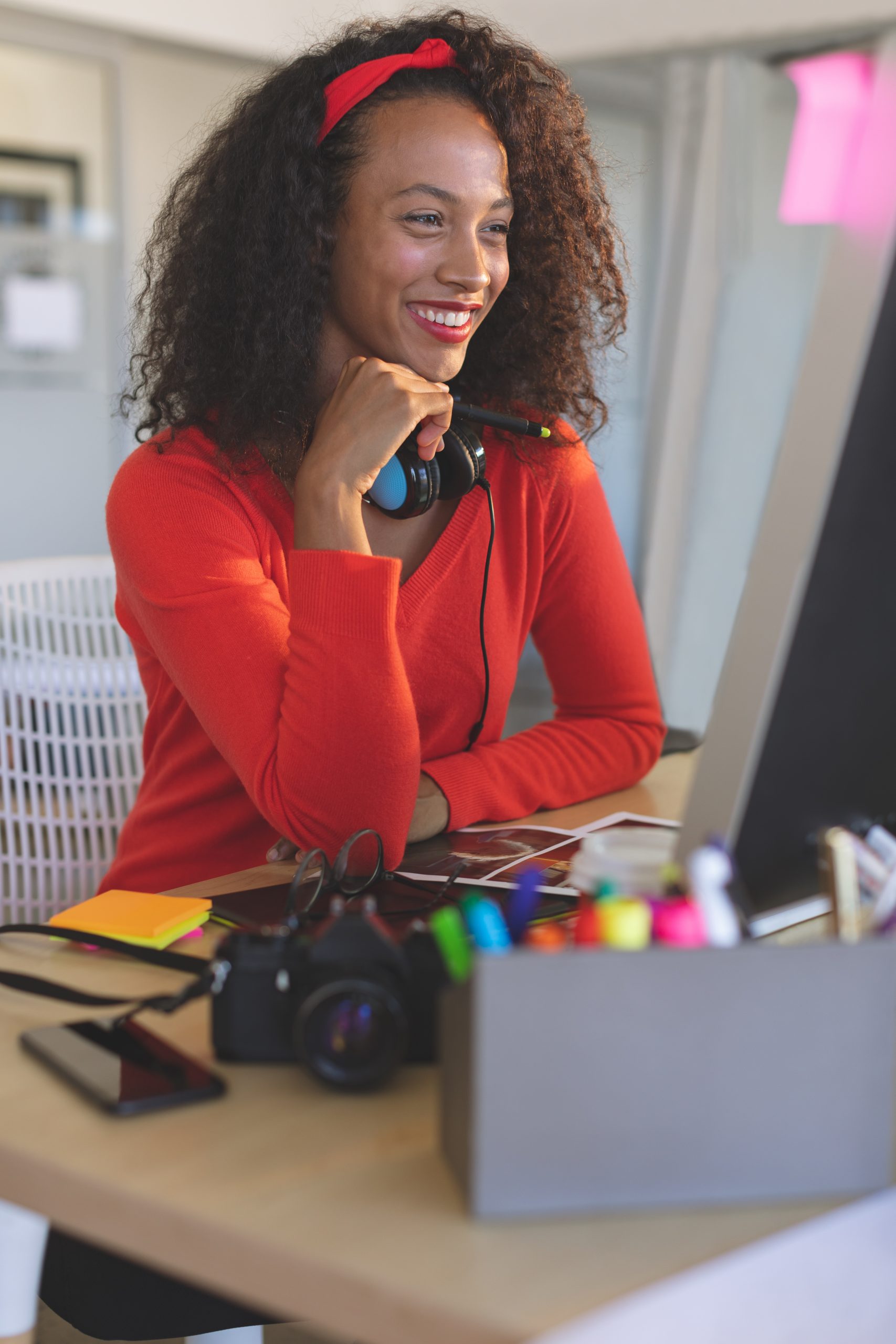 Black female graphic designer at computer | Digital Media Design