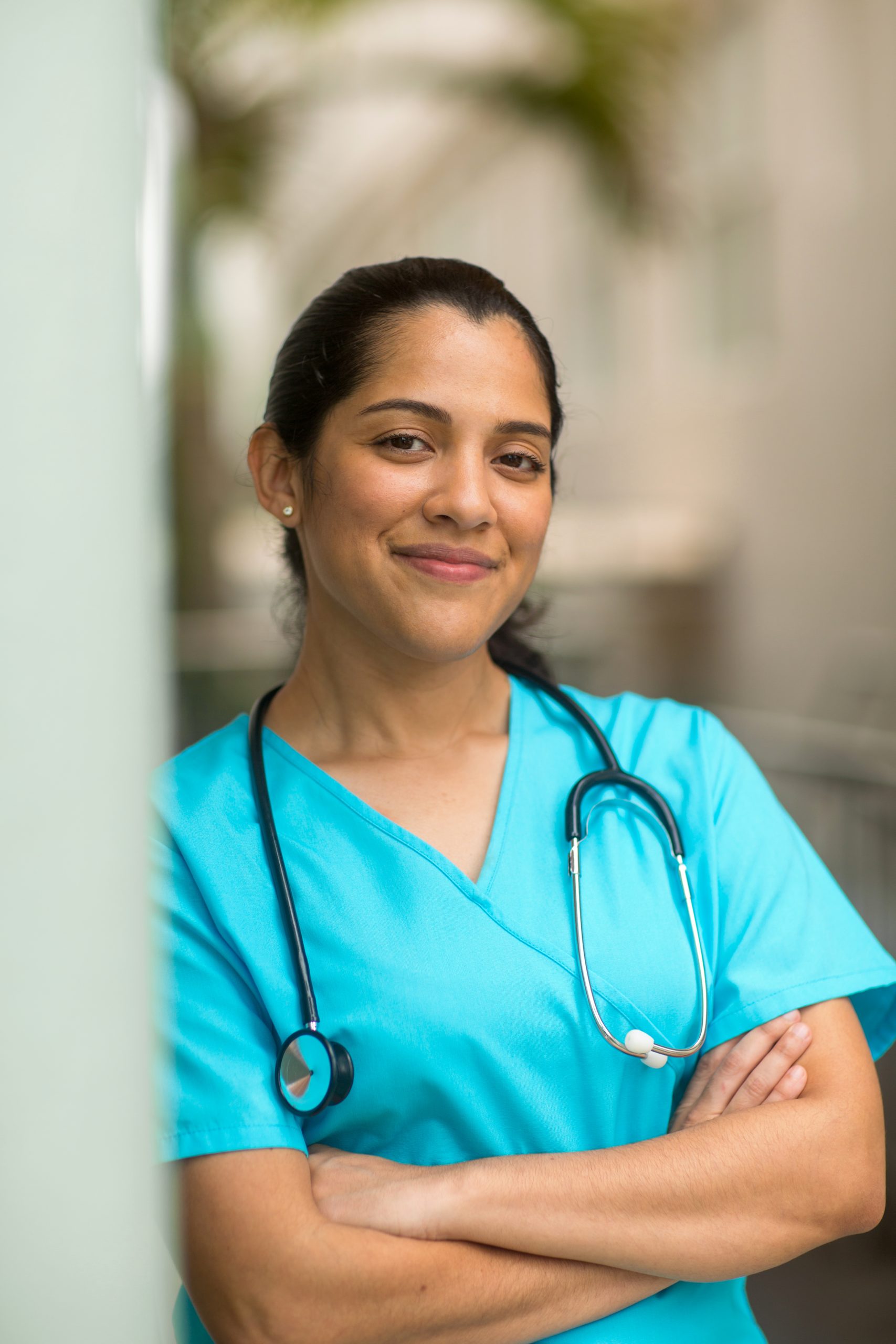 Hispanic female nurse smiling