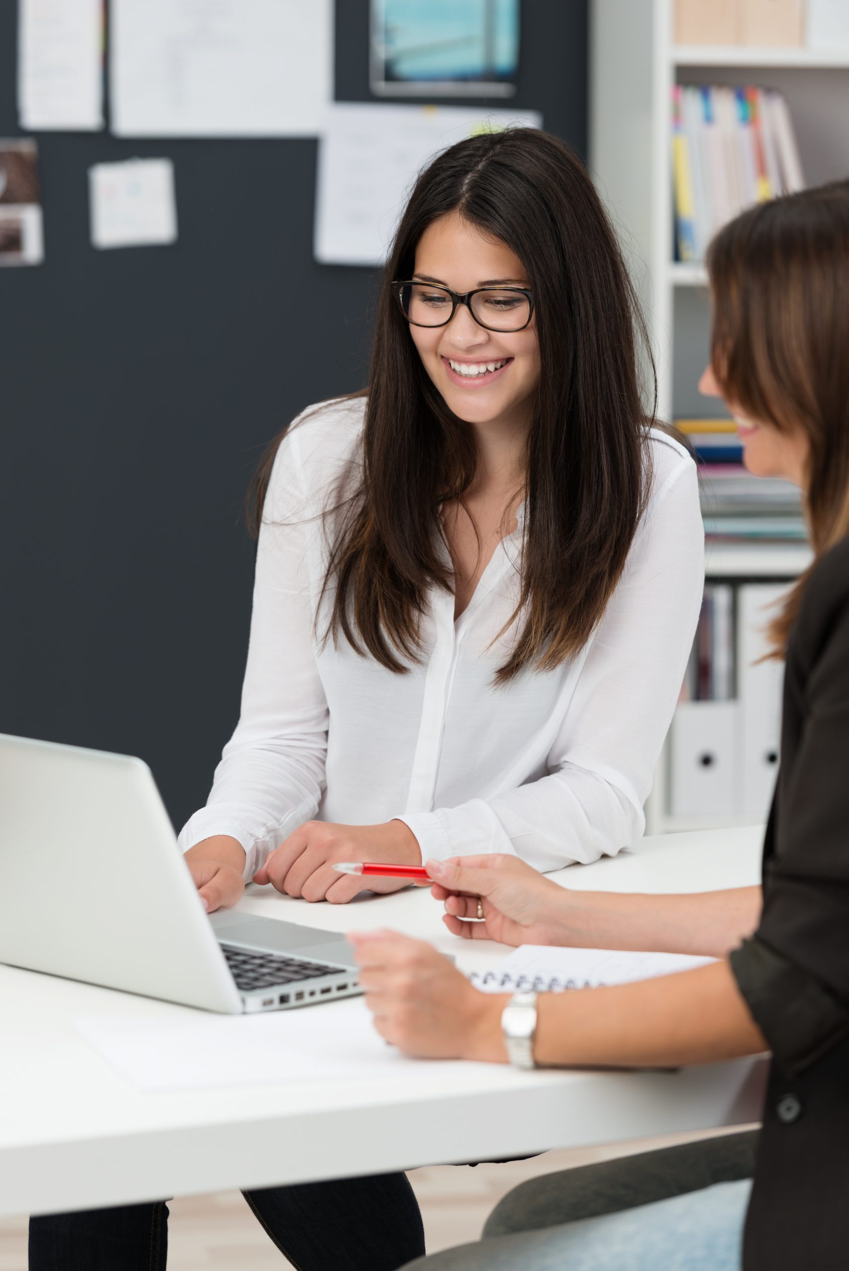 Female student advised by counselor Advising