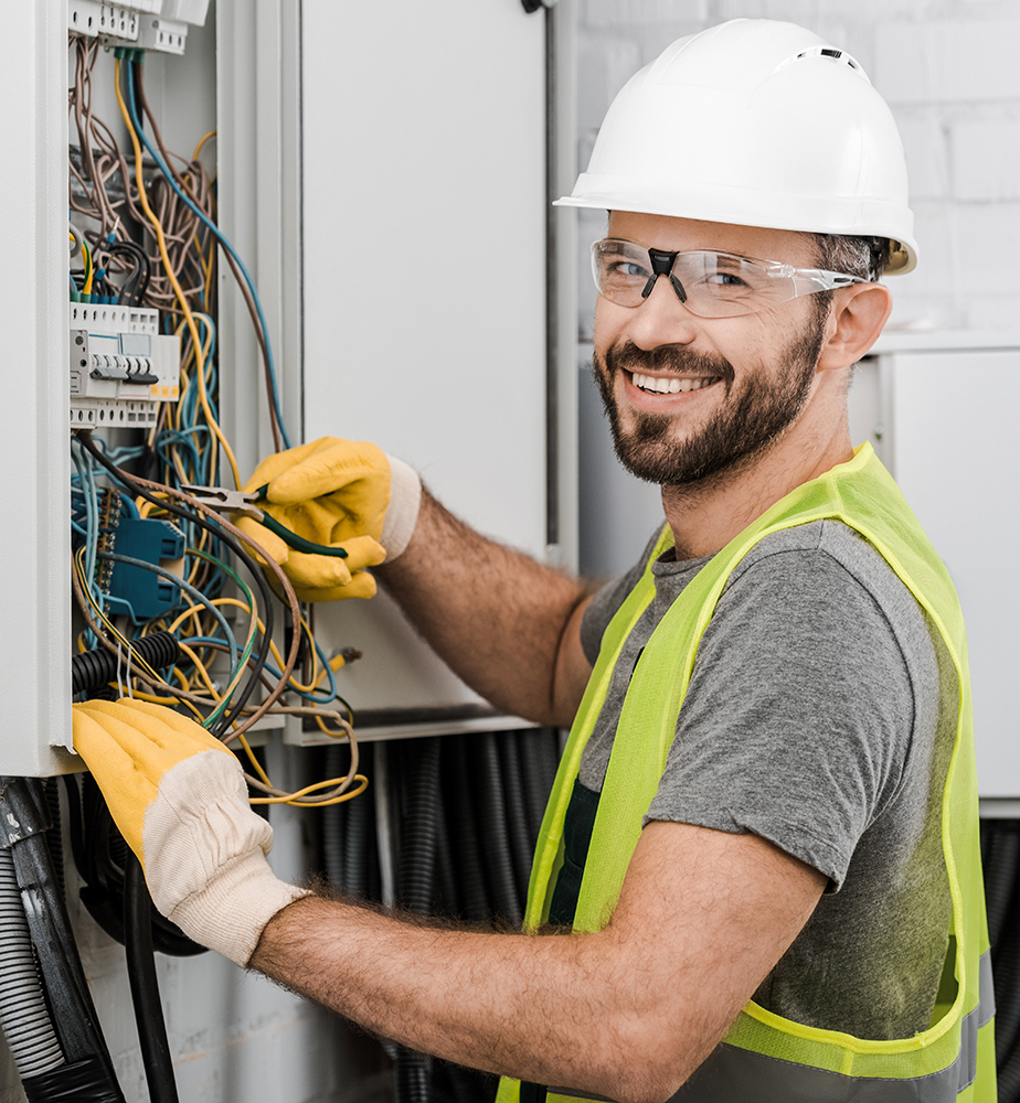 caucasian male at electrical box