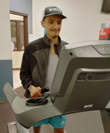 TSTC student Francisco Herrera begins his walking exercise on a treadmill, a heart-healthy activity, at TSTC’s Wellness and Recreation Center.