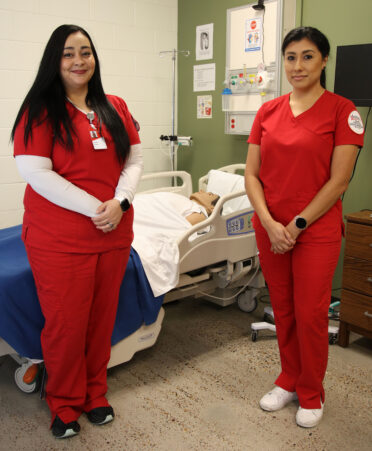 Jeana Flores (left) and Noemi Rodriguez are Nursing students at TSTC’s Harlingen campus who balance motherhood with their college studies.