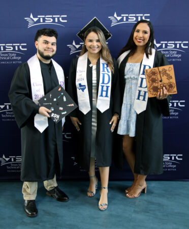 (Left to right) Robert Barajas, Brianda Pena and Laura Trevino are 2024 graduates of TSTC’s Dental Hygiene program. All have recently accepted job offers.