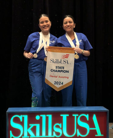 TSTC Dental Hygiene students Miriam Sanchez (left) and Diana Rocha recently competed at the 2024 SkillsUSA Texas Postsecondary State Leadership and Skills Conference in Houston.