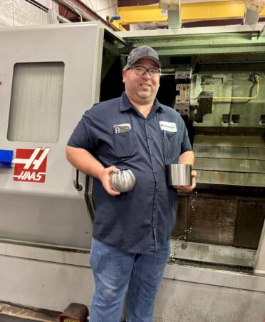 TSTC Precision Machining Technology graduate Toby Toney works as a machinist at Valveworks USA in Kilgore. (Photo courtesy of TSTC.)