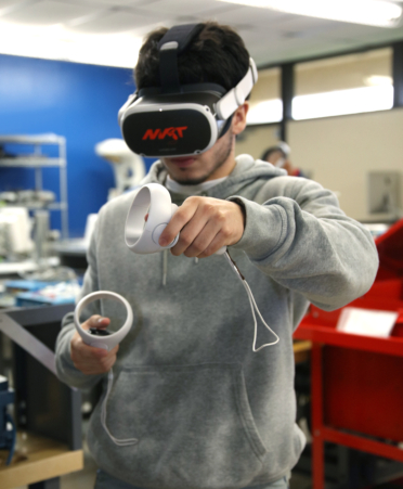 Tony Padilla, a TSTC Biomedical Equipment Technology student, explores the new virtual reality training resource that the program in Harlingen incorporated into its curriculum this fall.