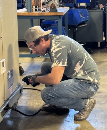 TSTC student Von Bily works through an HVAC Technology lab on campus. (Photo courtesy of TSTC.)