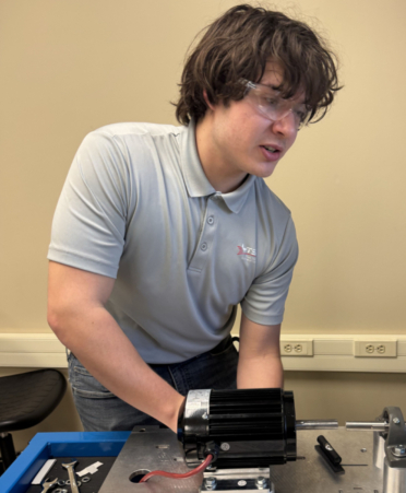 TSTC Industrial Systems student Dylan Ramirez works through a hands-on lab assignment.